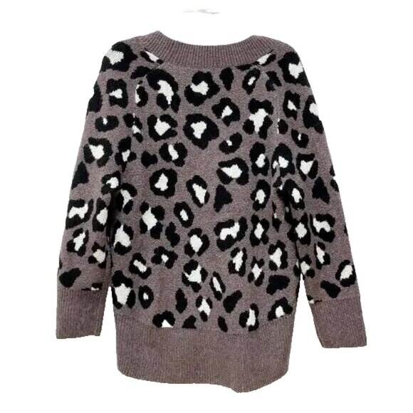 A New Day Sweater Plus Size 3X Purple Leopard Print V-Neck Knit Top Long Sleeves - Picture 4 of 10